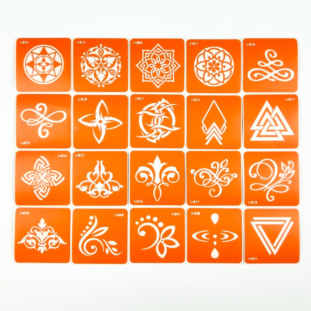 Набор трафаретов для бодиарта Fresh Tattoo №2 Узоры 10х10 см 20 шт. (m simple 10x10 20 2)