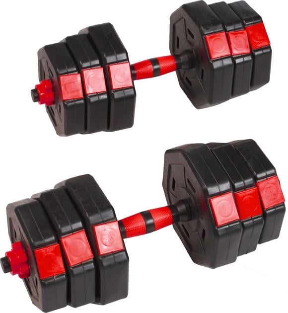 Набор регулируемых гантелей TECOFIT пластиковые 20 кг Черно-красный (TOP20126660)