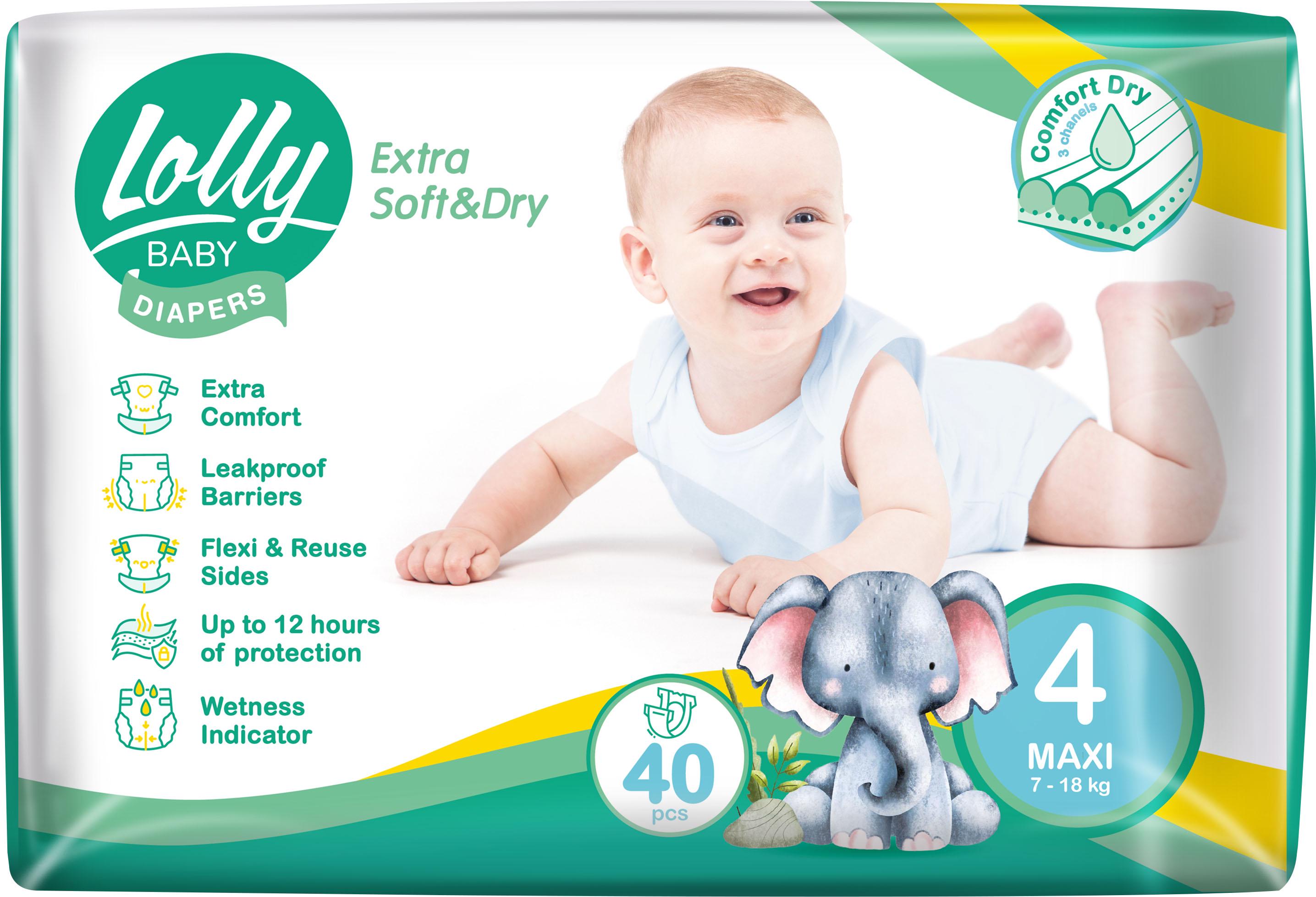 Подгузники детские LOLLY Baby Extra Soft&Dry 4 7-18 кг 40 шт. (18969)