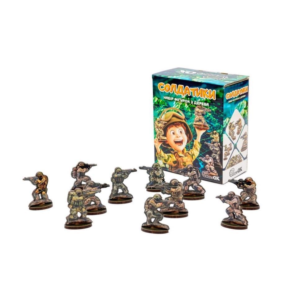 Набор деревянных фигурок PuzzleOK Солдатики 15 фигурок 1 кг Разноцветный (IG-173-N-318)