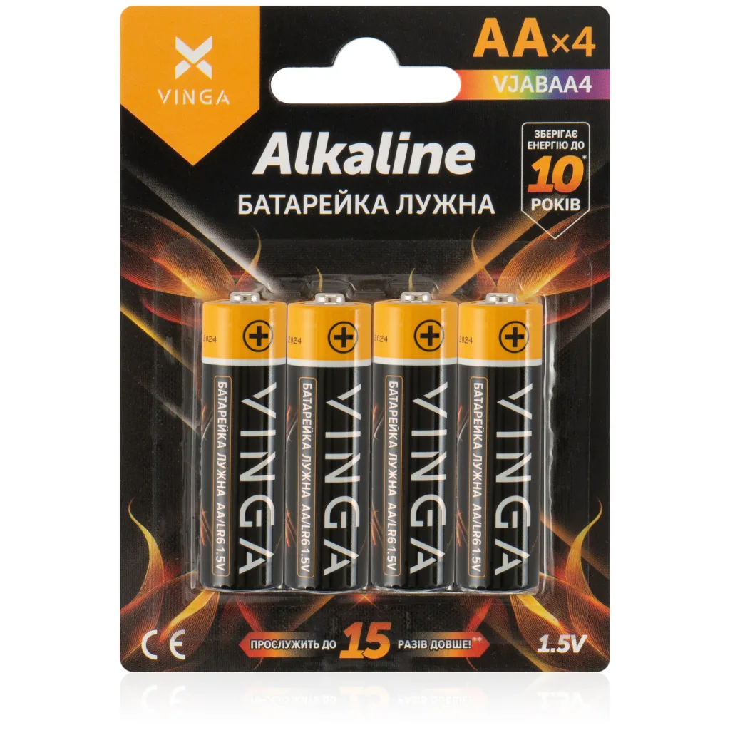 Комплект батарейок Vinga AA LR6 Alkaline 4 шт. (VJABAA4)