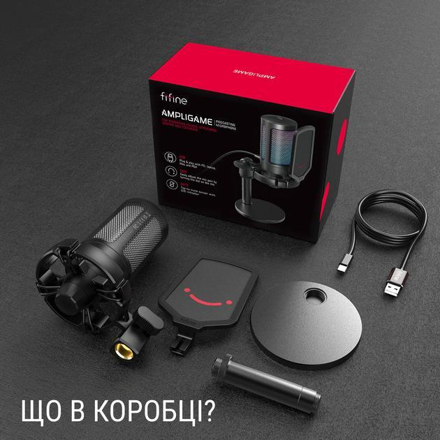 Микрофон конденсаторный игровой FIFINE A6 RGB с поп-фильтром (00703) - фото 2 Микрофон конденсаторный игровой FIFINE A6 RGB с поп-фильтром (00703) - фото 2