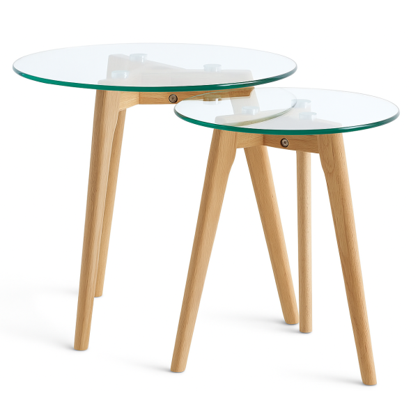Комплект журнальних столиків Мілан зі скляною стільницею висота 45/40 см (31919747)