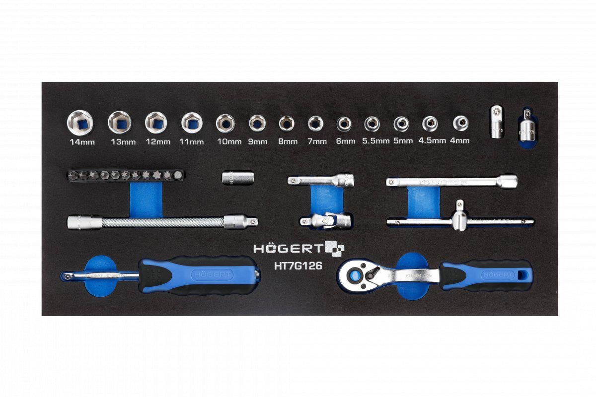 Набор инструментов с трещеткой 1/4″ 34 шт. (HT7G126)