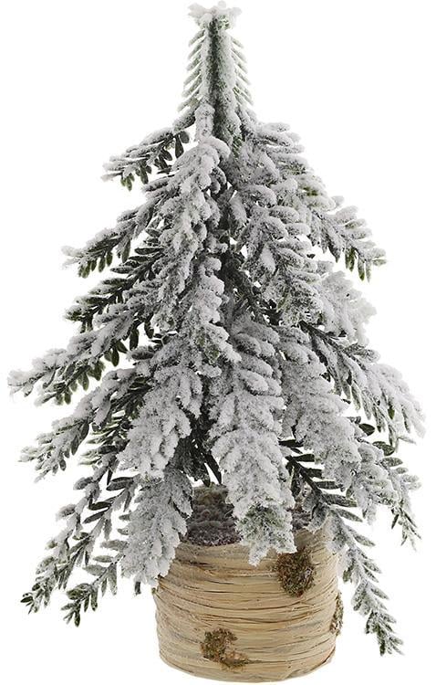 Елка декоративная Заснеженная на декоративном пеньке 12х12х21 см Елка декоративная Заснеженная на декоративном пеньке 12х12х21 см