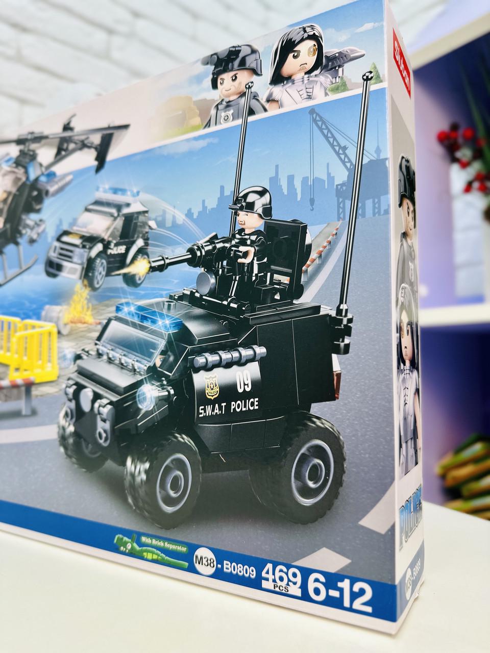 Конструктор детский Полиция с полицейским вертолетом/катером блочный 469 деталей (2774254350) - фото 2