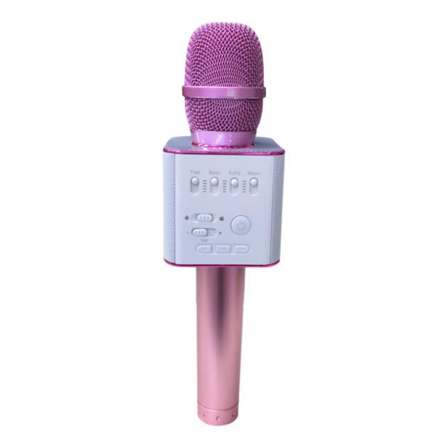 Караоке микрофон Q9 беспроводной USB MP3 в чехле Розовый