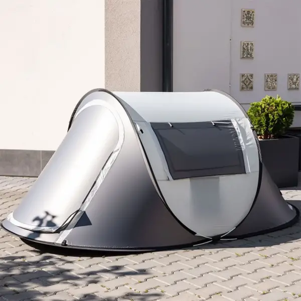 Палатка Pop Up туристическая двухместная с автоматическим каркасом для кемпинга и отдыха 245х145х100 см Серый