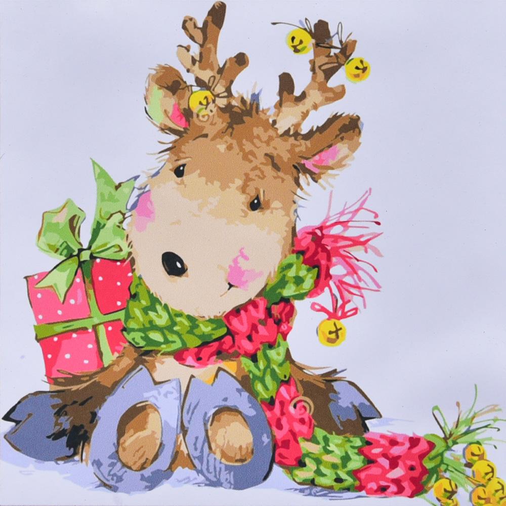 Картина по номерам Strateg Премиум Олень с подарком с лаком и уровнем 40x40 см (SK061)