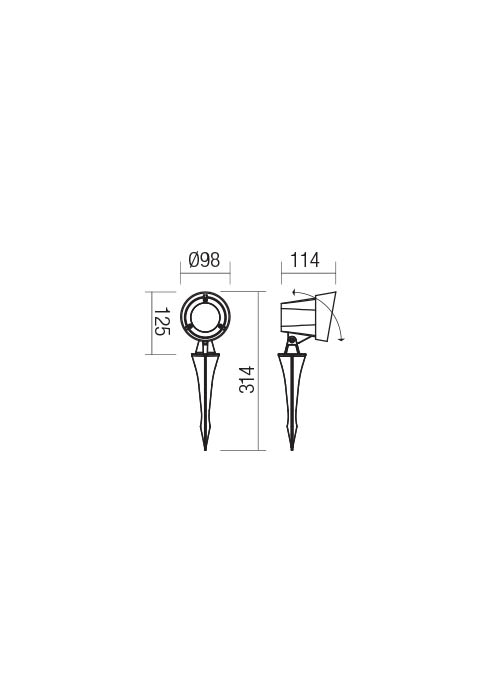 Світильник ландшафтний Redo Ziggy Pr LED Cob 12 W Ip65 Dg 3000K 5.1.2 (90110) - фото 2