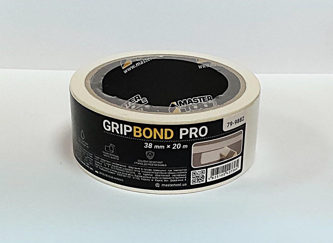 Лента малярная универсальная MasterTool GripBond Pro 38 мм х20 м Белый (79-9882) Лента малярная универсальная MasterTool GripBond Pro 38 мм х20 м Белый (79-9882)