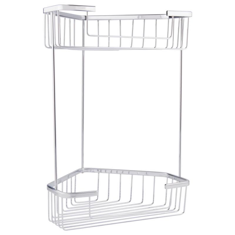 Полка настенная металлическая Lidz 121 LIDZCRM1210603 2-х ярусная угловая Хром (61672)