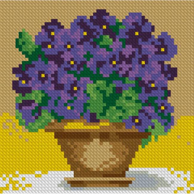 Алмазная мозаика Горшочек с фиалками 15x15 см (DM.008)