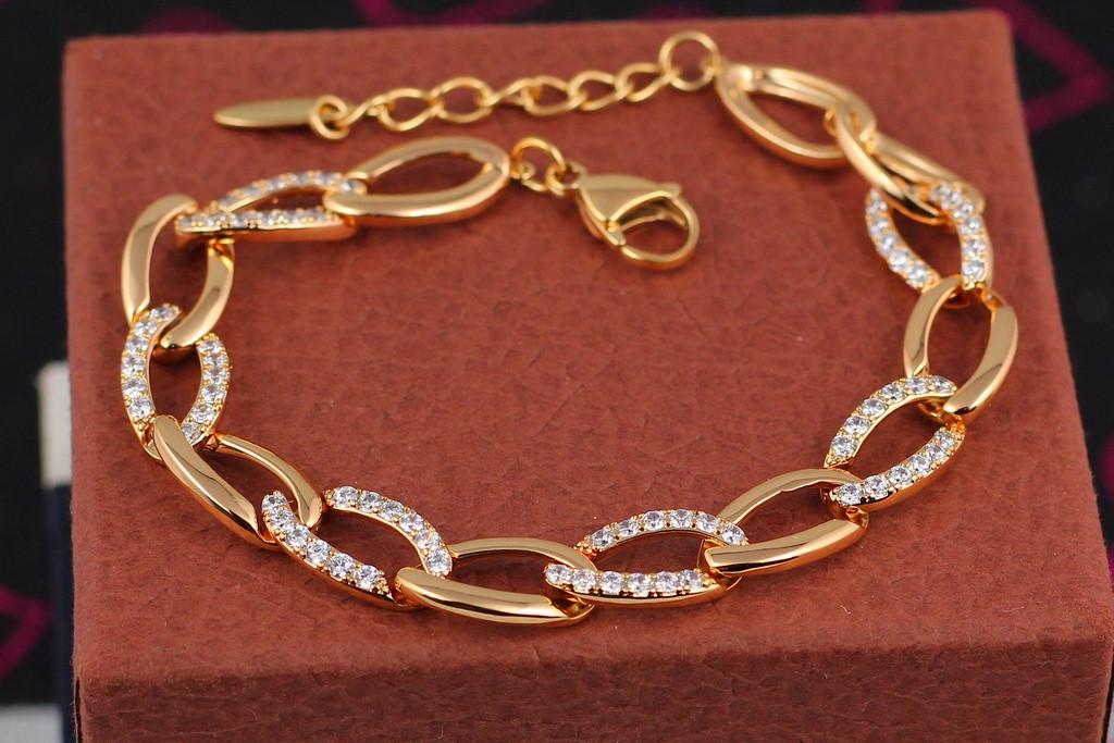 Браслет Xuping Jewelry продолговатый и жесткий овал 20,5 см х 9 мм Золотистый (2326965688)