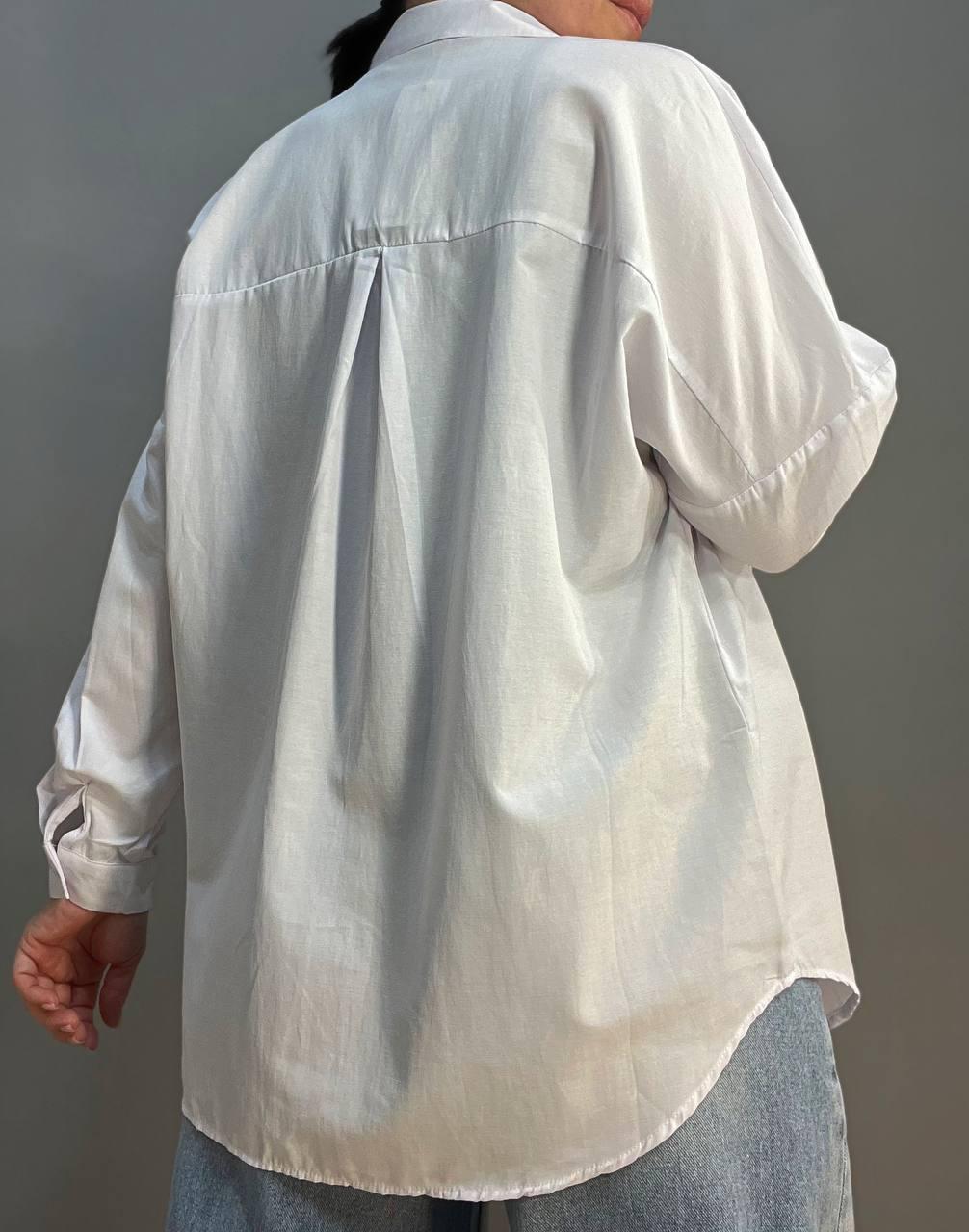 Рубашка женская MIX RAY 3864 базовая оверсайз удлиненная широкая M Белый (1305) - фото 2