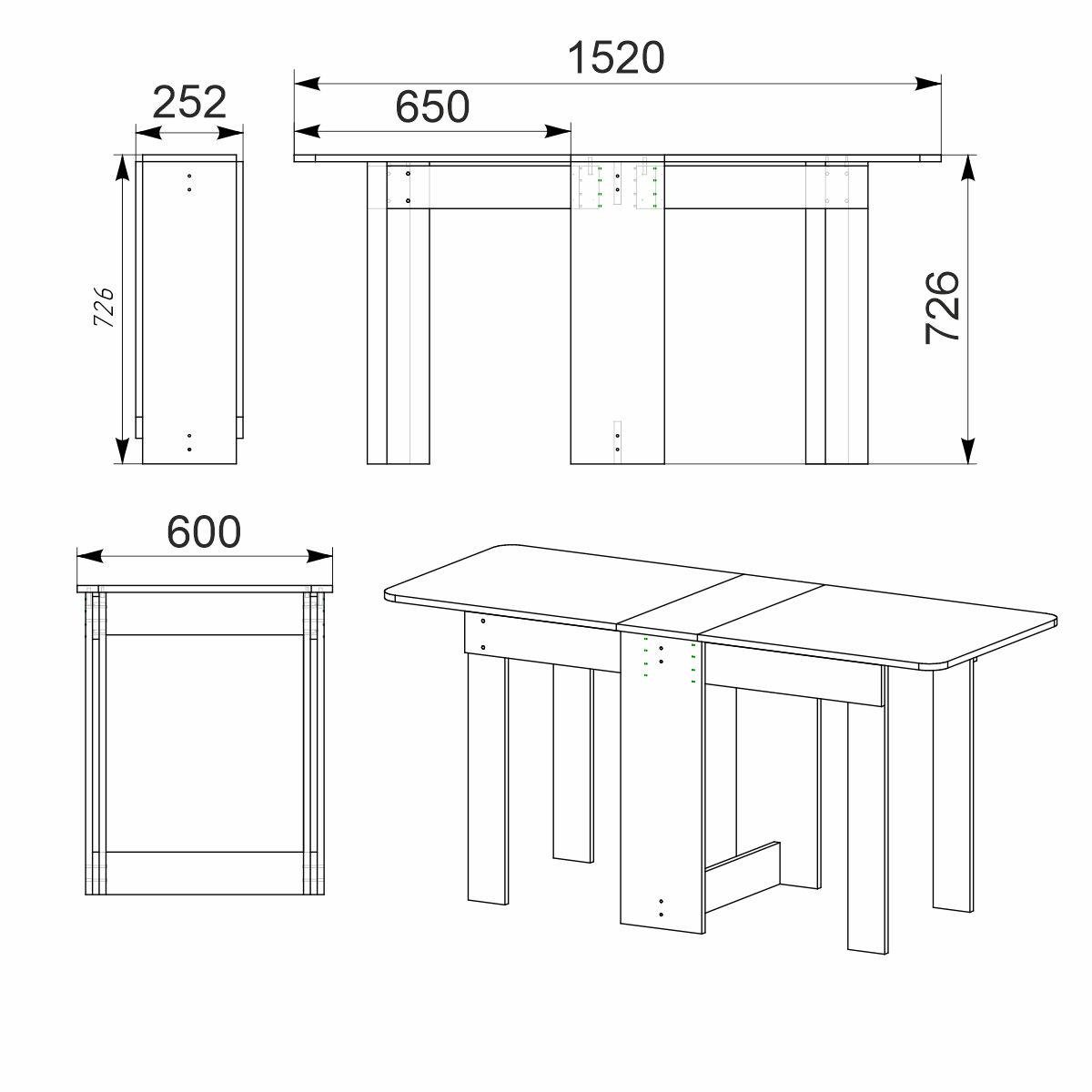 Стол-книжка Компанит 7 60х152х72,6 см Бук - фото 2