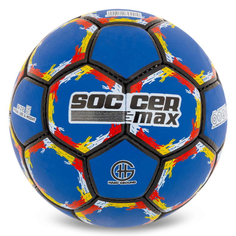 Мяч футбольный SOCCERMAX №5 PU Гриппи сшит вручную (FB-6525 синий) Мяч футбольный SOCCERMAX №5 PU Гриппи сшит вручную (FB-6525 синий)