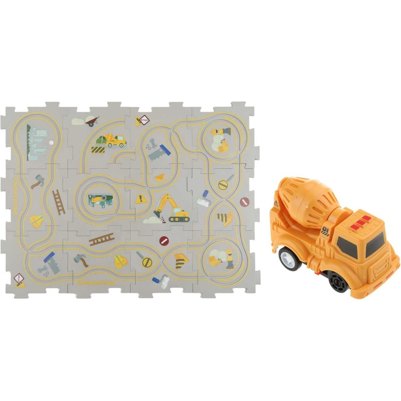 Детский электрический автотрек-пазл H32 с бетоновозом интерактивная гоночная трасса для малышей - фото 4 Детский электрический автотрек-пазл H32 с бетоновозом интерактивная гоночная трасса для малышей - фото 4