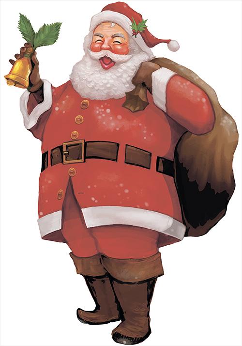 Наклейка ростовая фигура Акварельный Санта Клаус