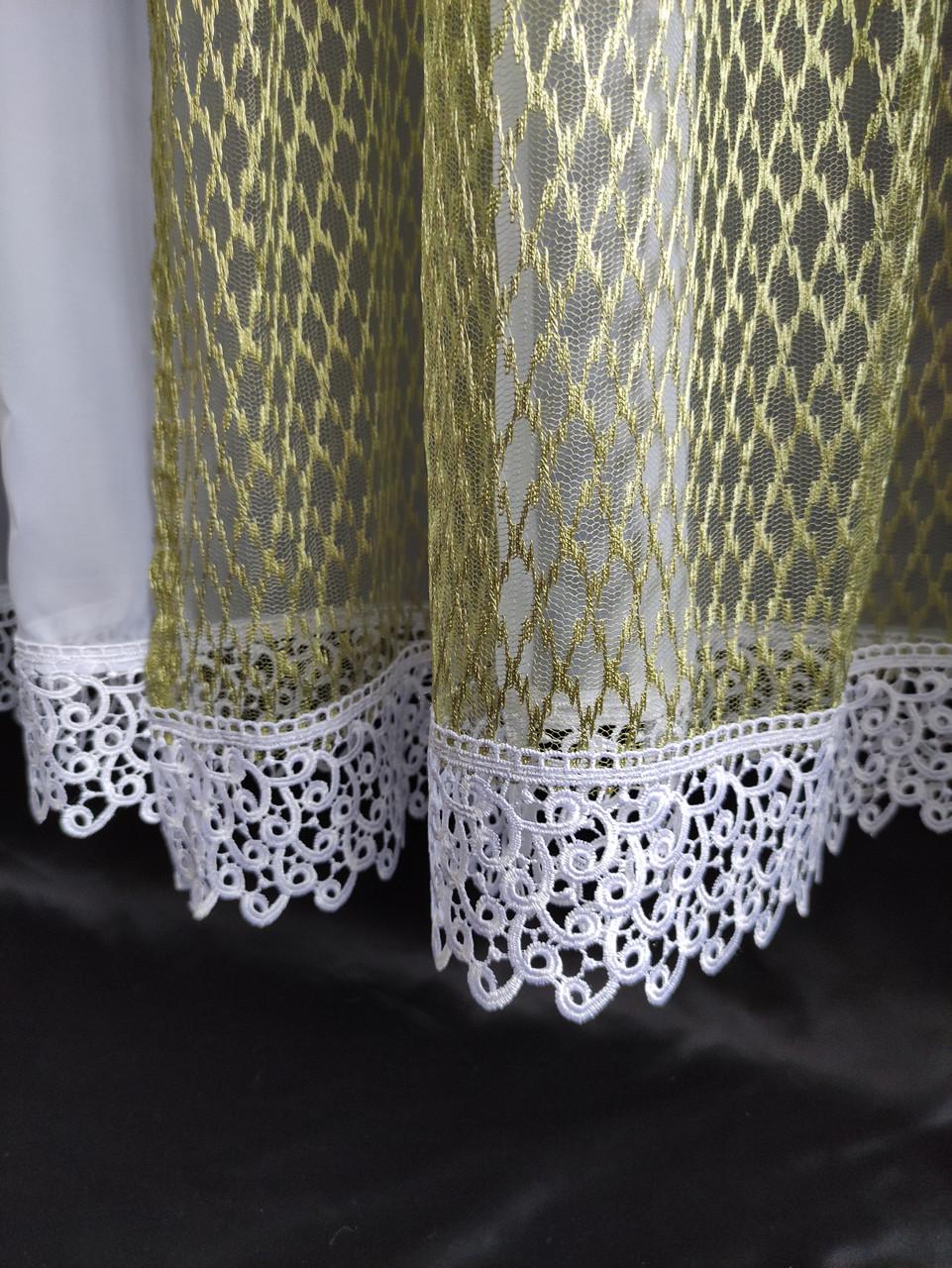 Тюль-сетка с подхватчиком 380x200 см. Зеленый с белым (ромб-зел). - фото 2 Тюль-сетка с подхватчиком 380x200 см. Зеленый с белым (ромб-зел). - фото 2