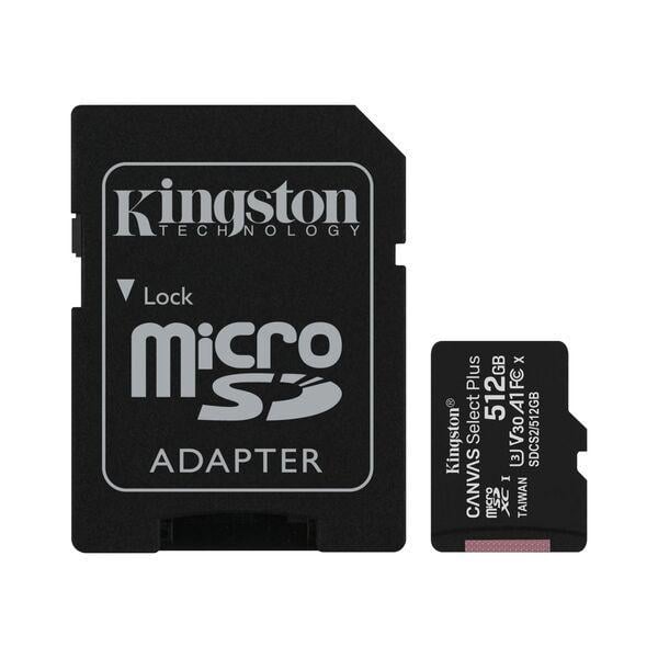 Карта пам’яті Kingston microSDXC 512 GB C10 UHS-I R100 MB/s із SD-адаптером (ERC-SDCS2/512GB)