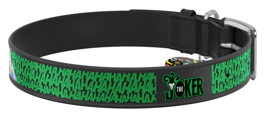 Ошейник для собак кожаный WAUDOG Design с QR паспортом Джокер ХL 35 мм 46-59 см Черный (Collar0035-1001-01)