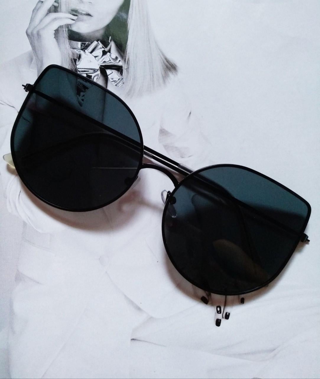 Очки солнцезащитные Кошачий глаз в металлической оправе Черный