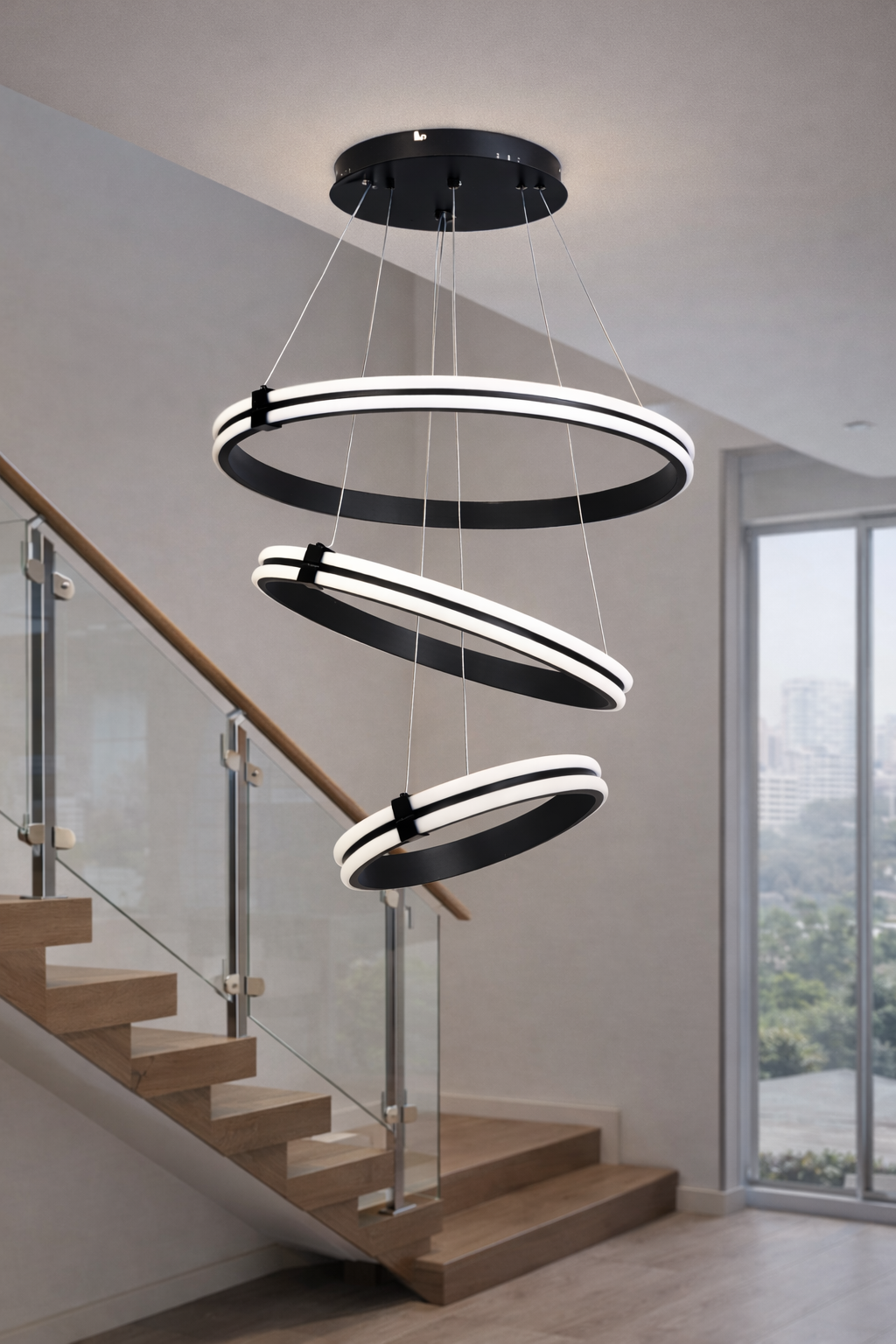 Люстра Triple Halo Light LED 3 режими 232W (20263/80/60/40BK)