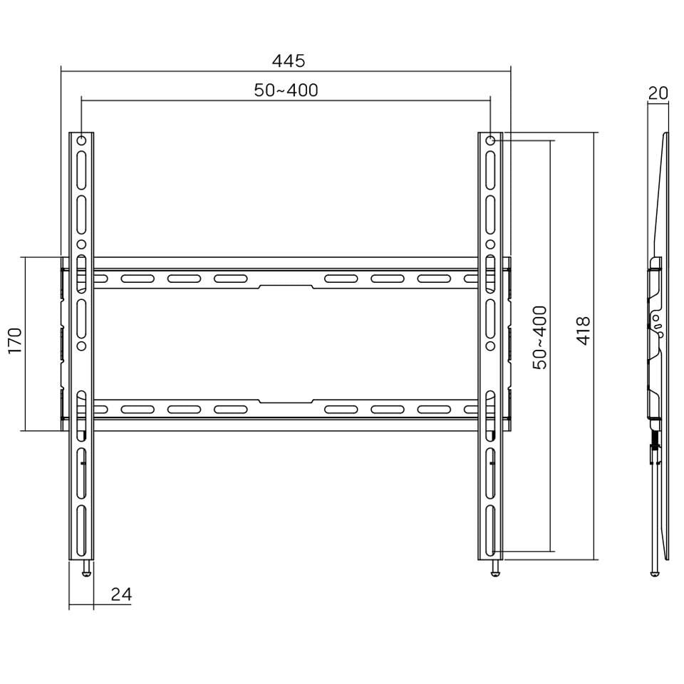 Кріплення для телевізора настінне AGN AGN70-440F фіксований 32-70" до 45 кг VESA 400x400 Black (AGN70-440F) - фото 5 Кріплення для телевізора настінне AGN AGN70-440F фіксований 32-70" до 45 кг VESA 400x400 Black (AGN70-440F) - фото 5