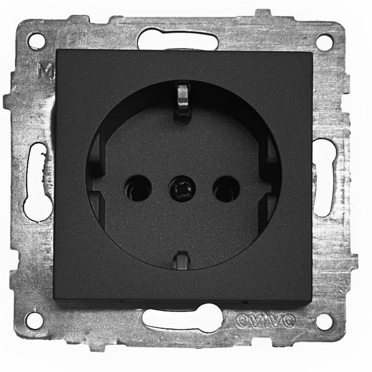 Розетка одинарная с заземлением Ovivo Grano Черный (00000018675)