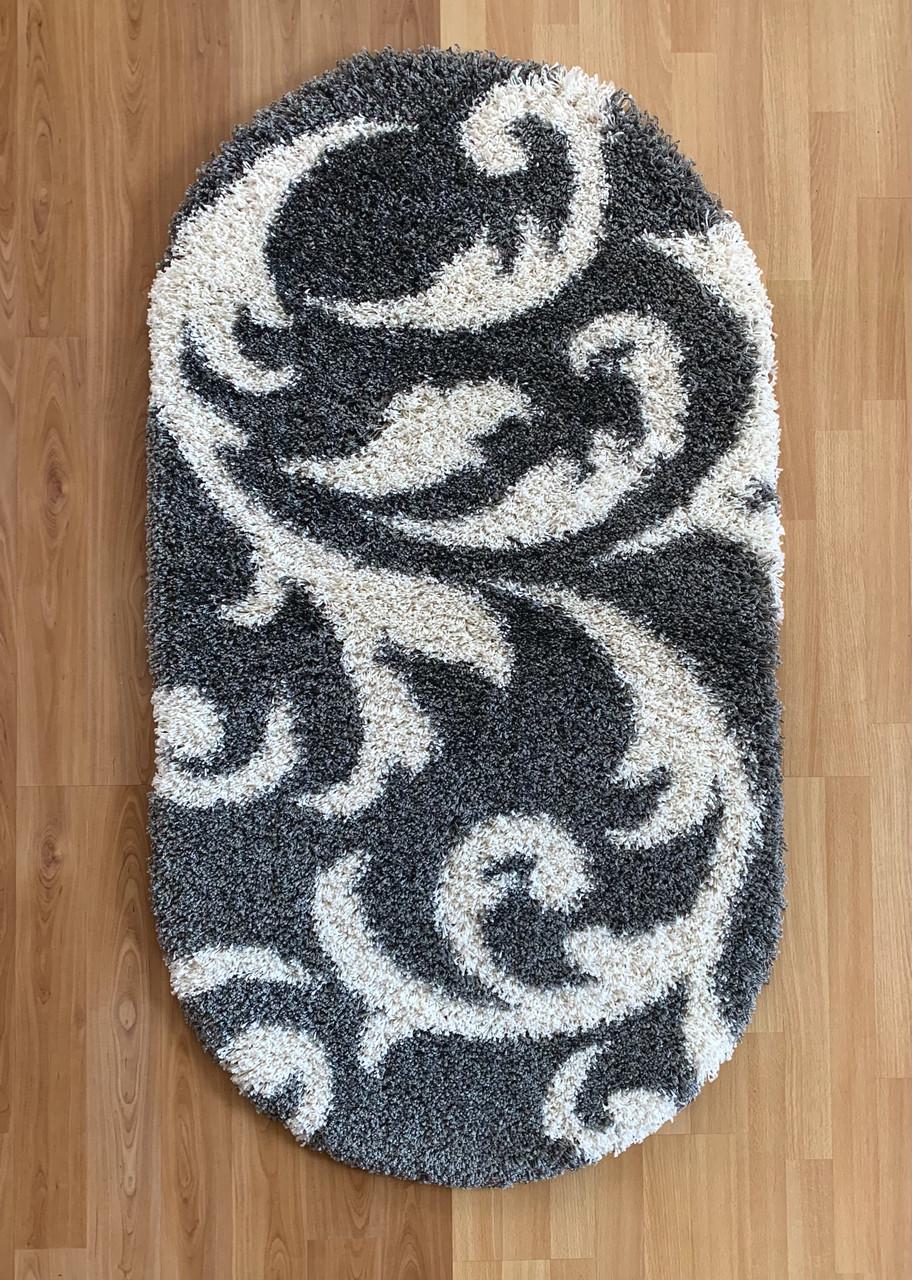 Ковер овальный высоковорсовый гипоаллергенный мягкий 50х80 см Серый (2797380893)