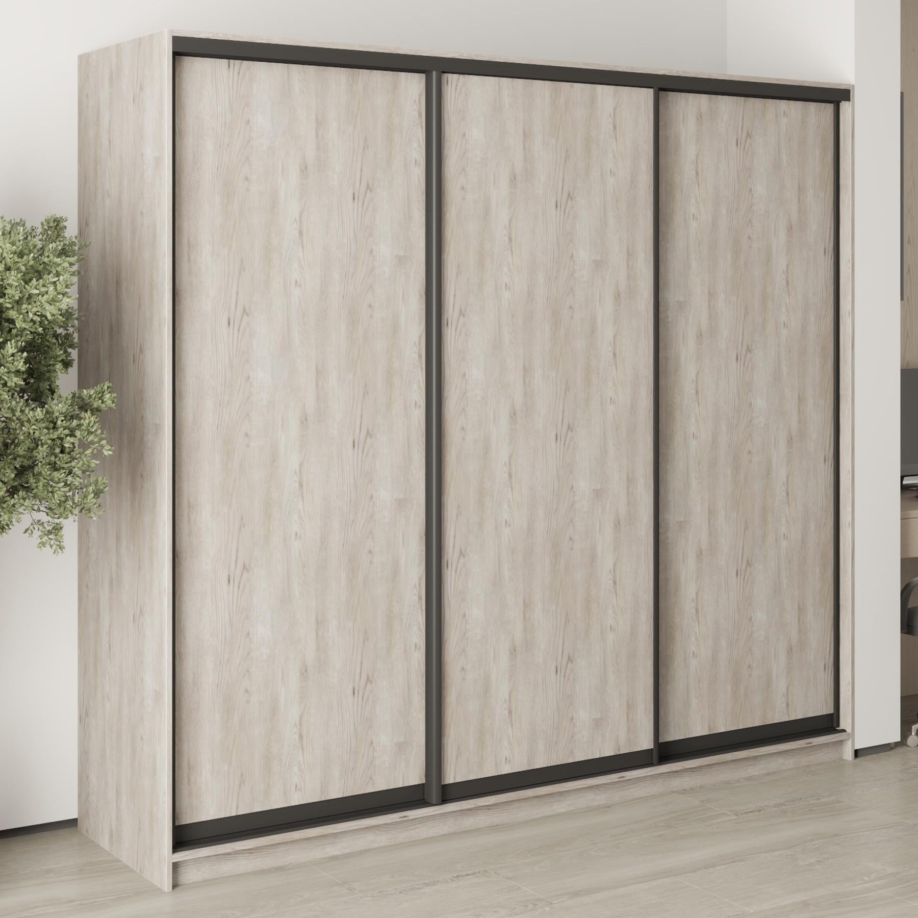 Шкаф-купе трехдверный MebelStar Стандарт BG 3ДСП 230x60x210 см Аляска серый (MBS-8291)