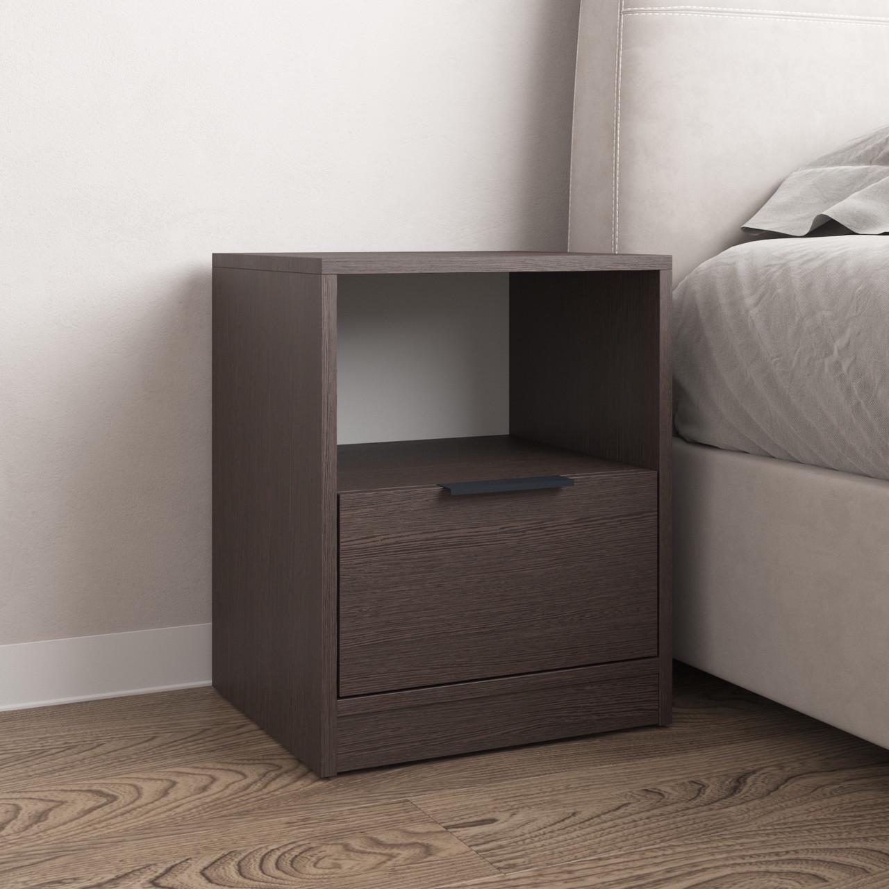 Тумба прикроватная VAYS с 1 ящиком и телескопическими направляющими 40х35х50 см Венге темный (30634191)