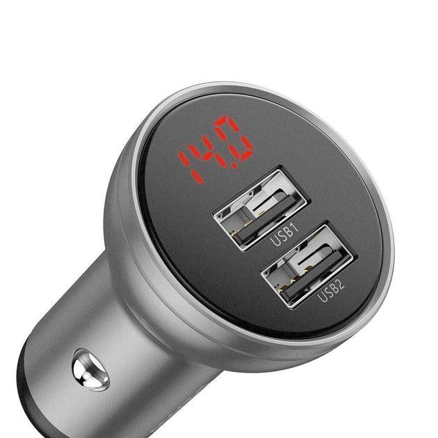 Зарядний пристрій в автомобіль Baseus Digital Display Dual USB 4.8A Car Charger 24W Silver (CCBX-0S)
