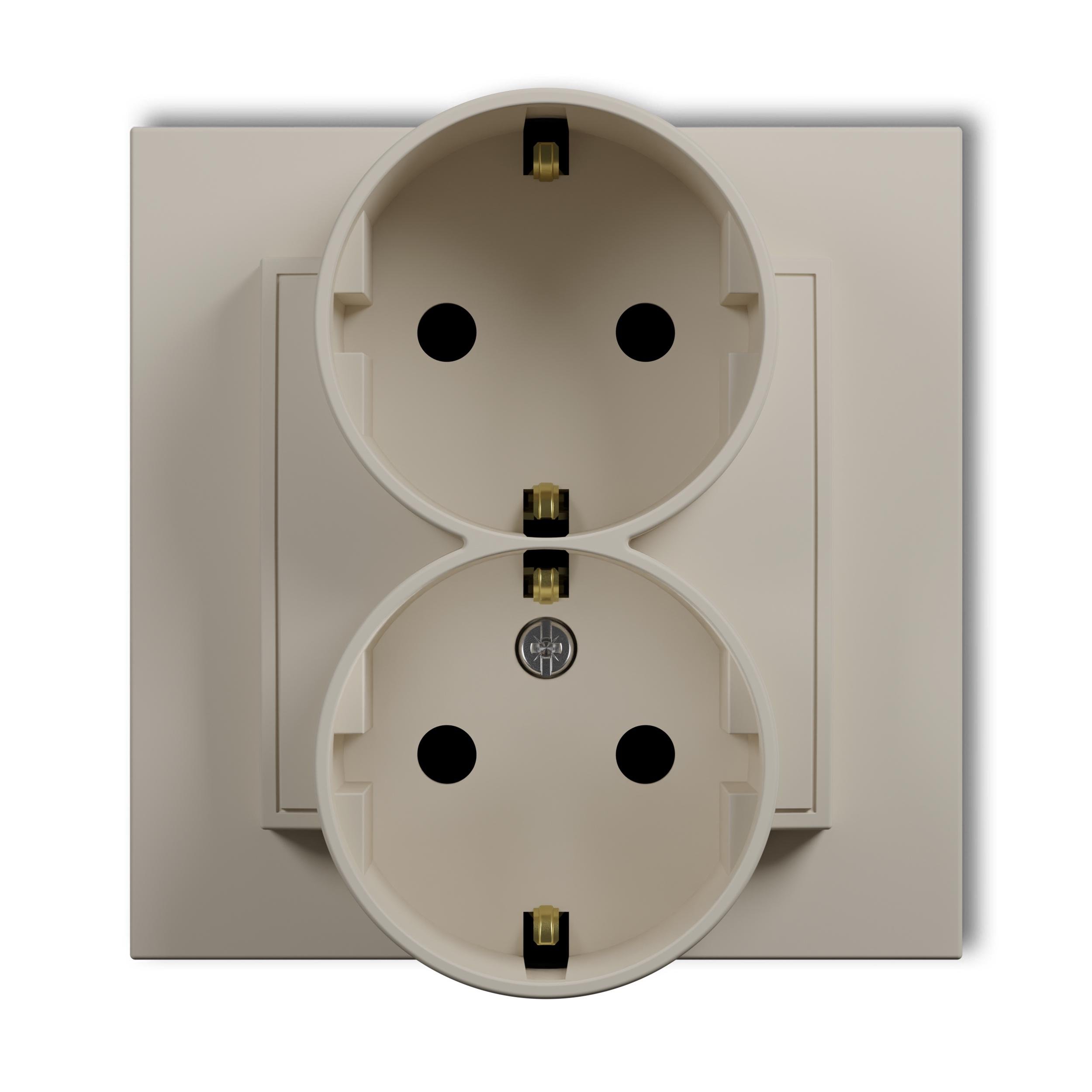 Розетка подвійна Karlik Mini з заземленням Taupe (60MGP-2s)