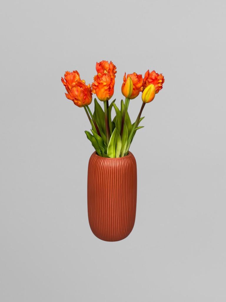 Букет искусственных латексных вьющихся тюльпанов 5 шт. 40 см Оранжевый (К07051) - фото 3