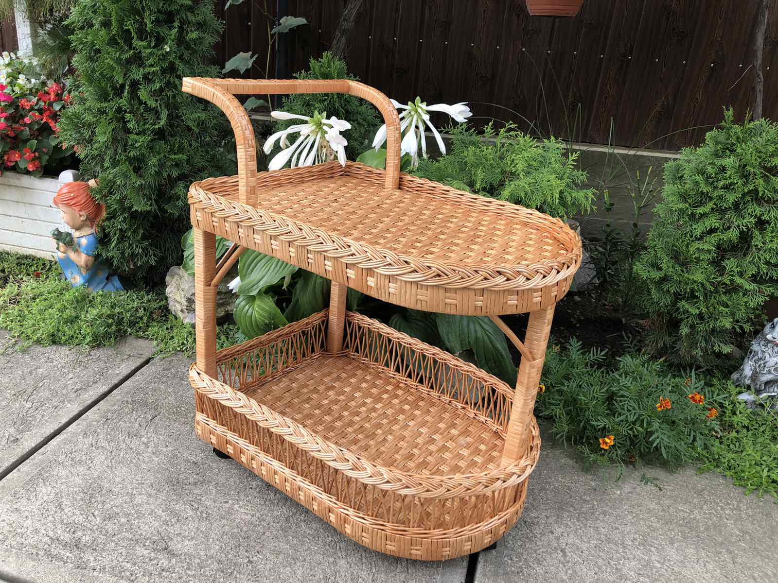 Стіл барний з лози на колесах 63х48х60 см Бежевий - фото 4 Стіл барний з лози на колесах 63х48х60 см Бежевий - фото 4