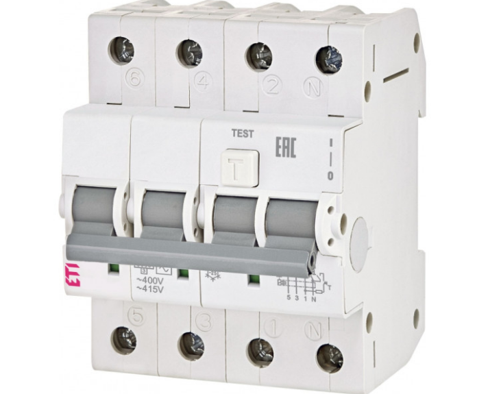 Диференційний автоматичний вимикач KZS-4M 3p+N C 25а тип AC (6kA) ETI