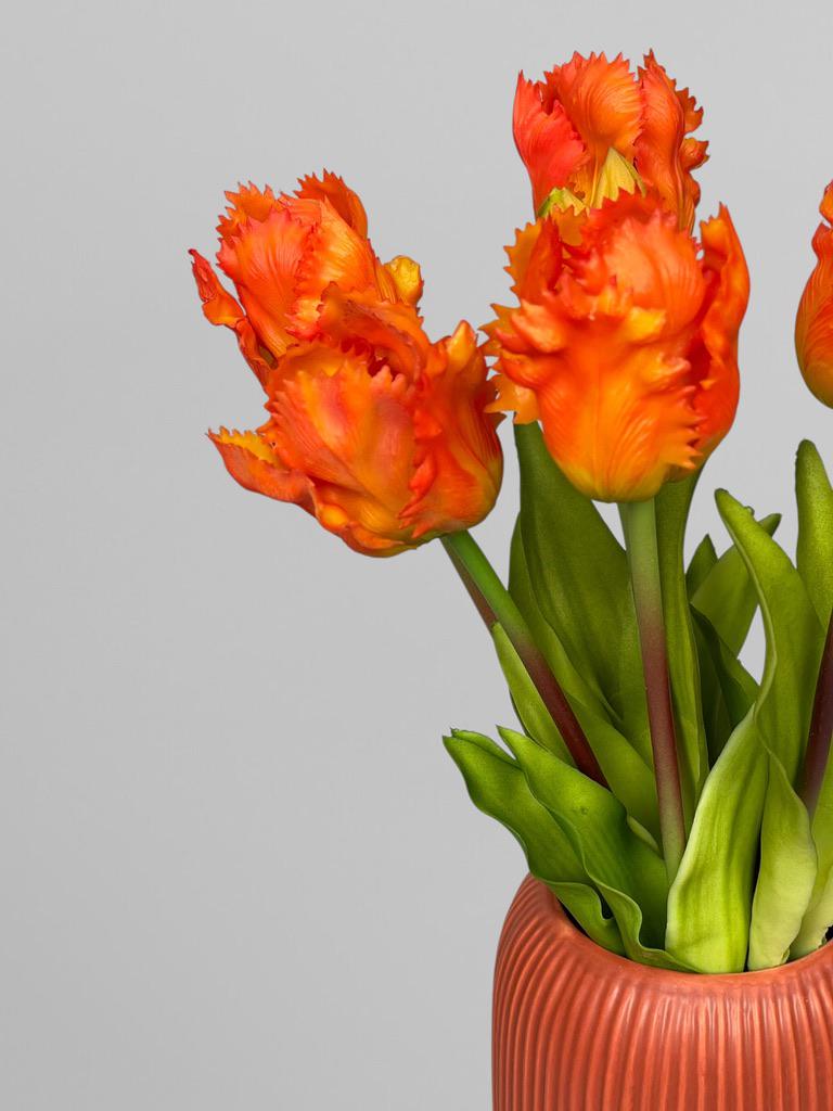 Букет искусственных латексных вьющихся тюльпанов 5 шт. 40 см Оранжевый (К07051) - фото 5
