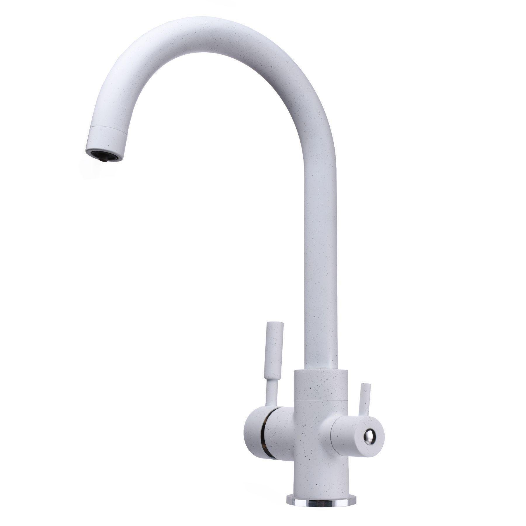 Смеситель для кухни на два выхода фильтр/вода GLux LLAZER GLLR-0333-7-WHITE Белый (19235)