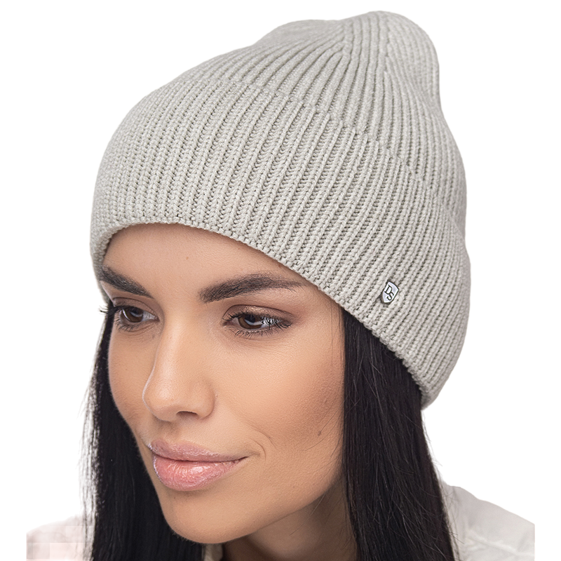 Шапка женская шерстяная Leks ВАЛЬКИРИЯ одинарная с отворотом удлиненная One size Холодный лед (144767)