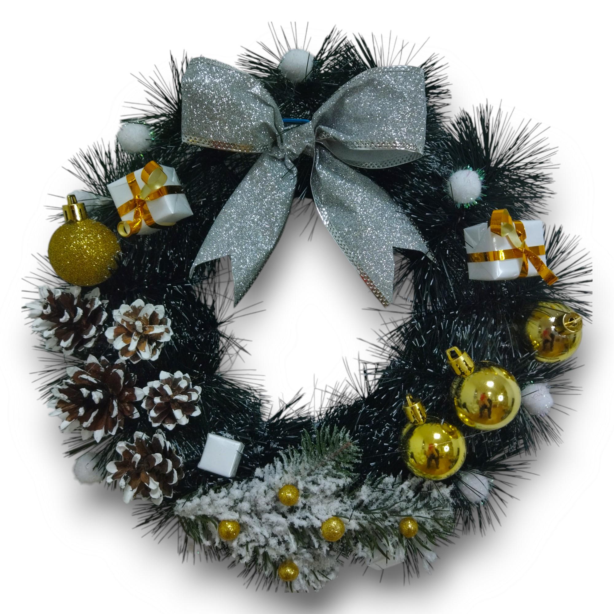 Венок новогодний Рождественская Ночь 33 см Разноцветный (HC29)