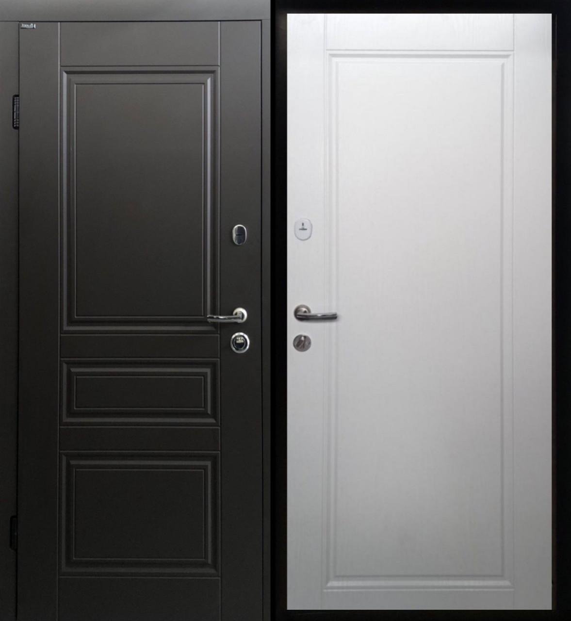 Двері вхідні Егіна Модерн 950х2040 мм RAL 8019/Біла шагрень