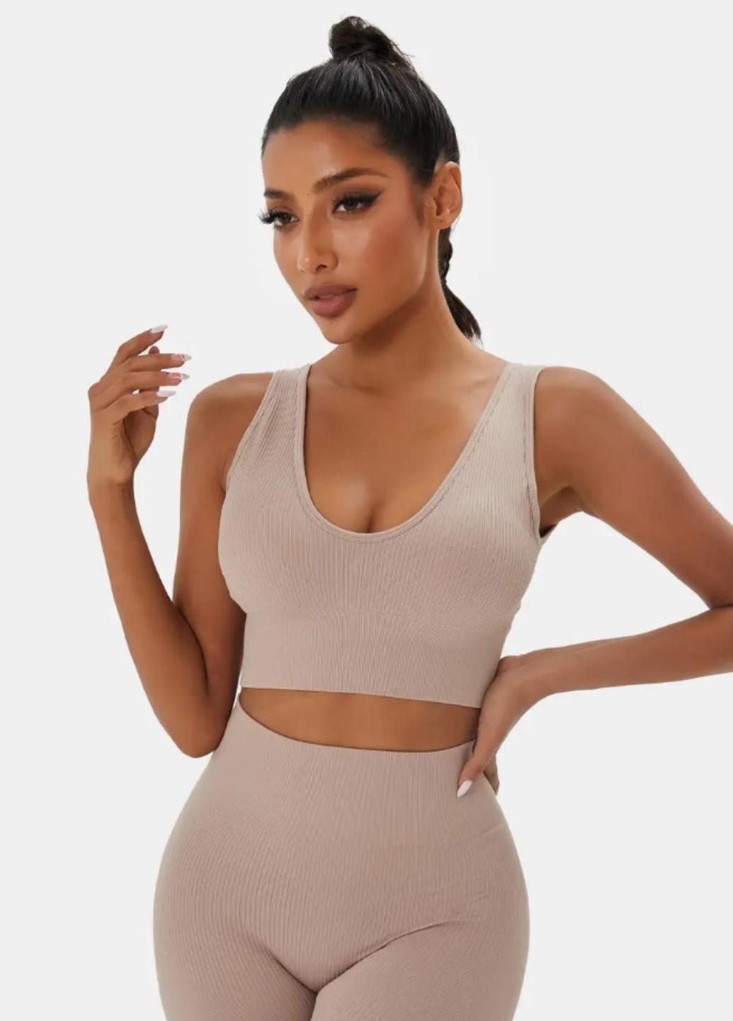 Топ спортивный женский Sport Elegance HS0011 в рубчик M Кофейный (1946-44-02)