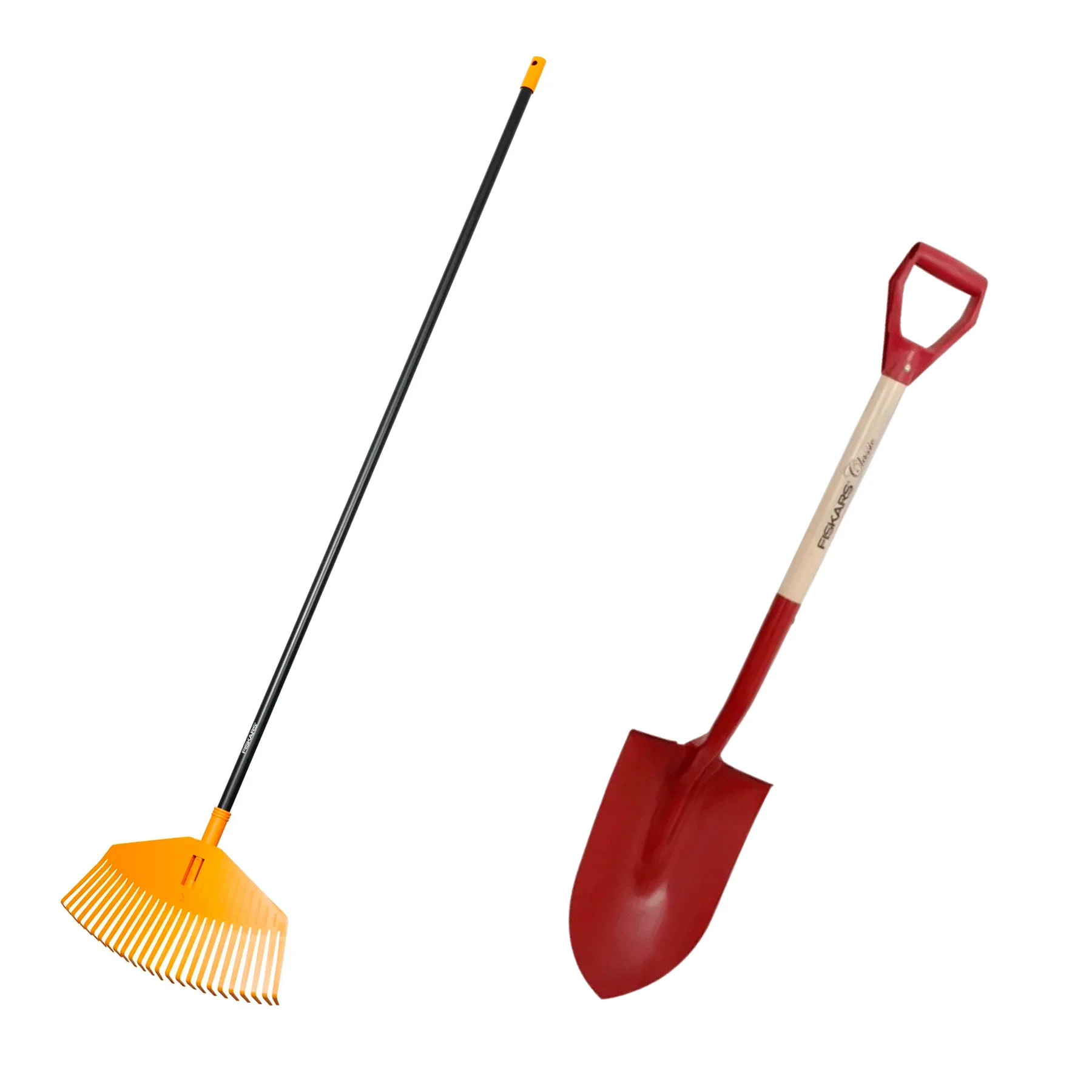 Набор Fiskars грабли большие для листьев М и лопата садовая штыковая Classic FSC Оранжевый (1023492101477)