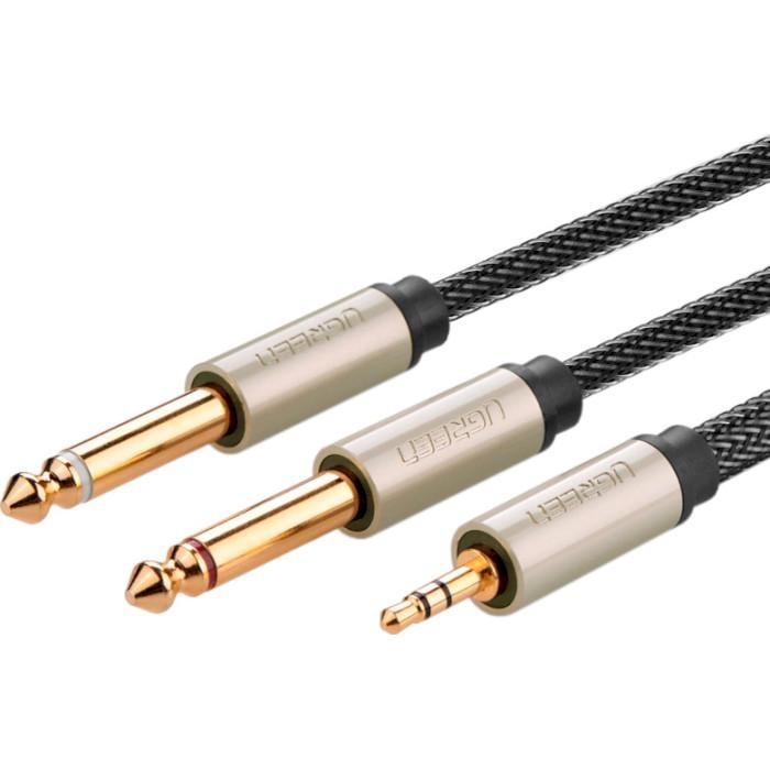 Аудио-кабель UGREEN AV126 mini-jack 3,5 мм TRS to Dual 6.35 мм TS 1 м Gray (UGR-10613)