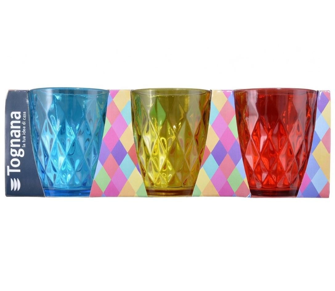Набір склянок Tognana Jenny зі скла 6 шт. 320 мл Різнокольоровий (32398232)