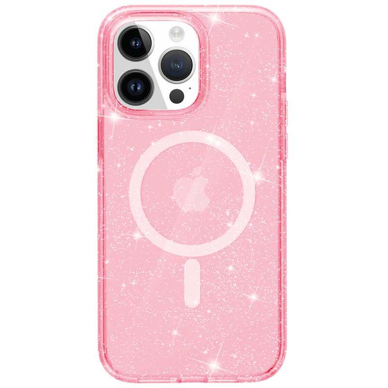 Противоударный Чехол Epik для Apple iPhone 15 Pro (6.1") Galaxy Sparkle (MagFit) TPU Pink+Glitter - фото 4