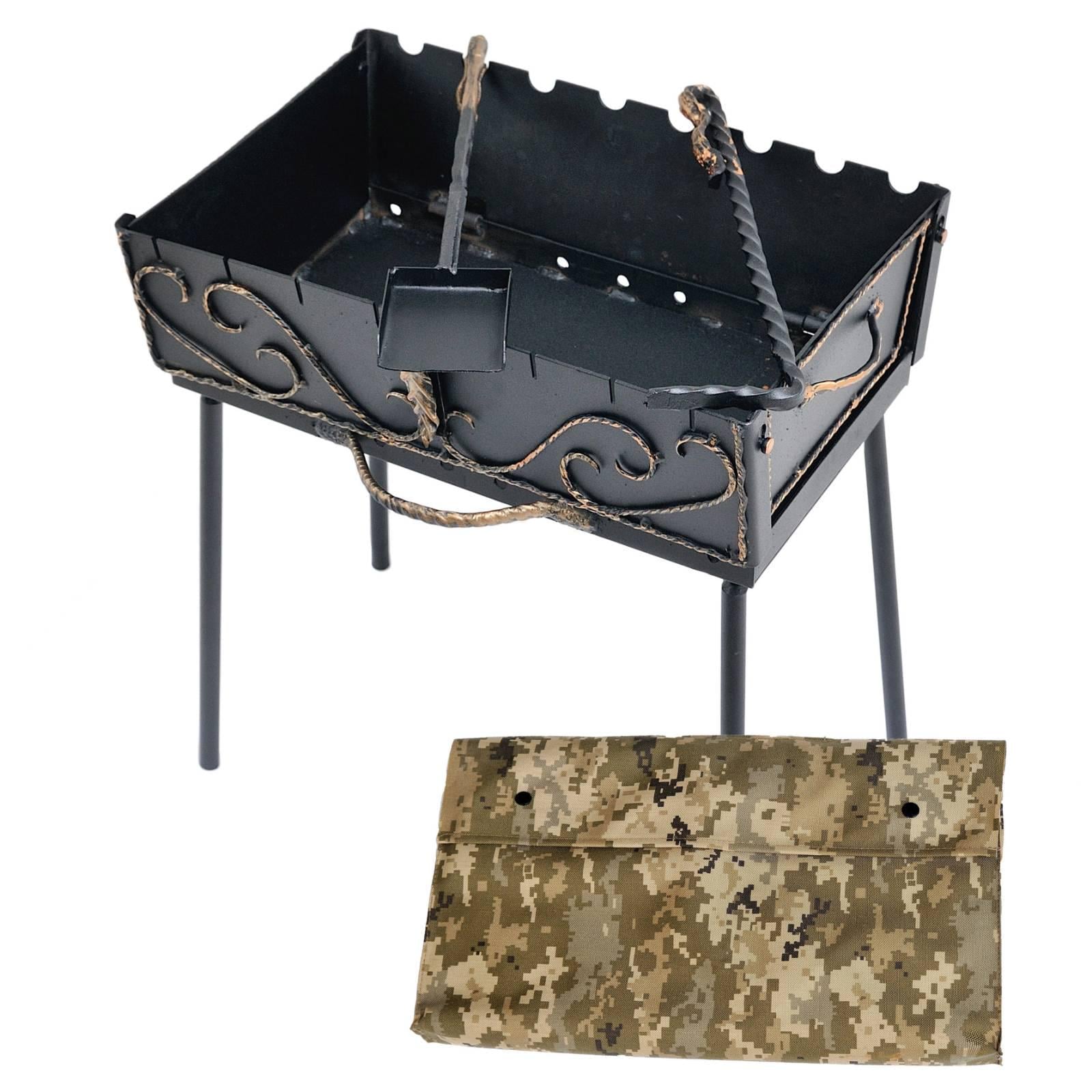 Мангал-чемодан 3 мм на 8 шампуров 45х33х15 см с ковкой