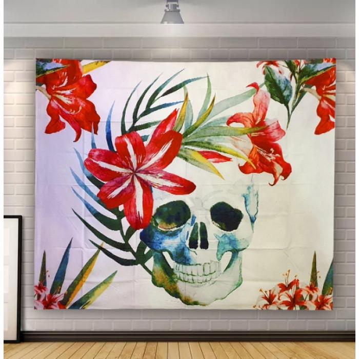 Гобелен настенный Череп в цветах Бохо Полиэстер (9040410)